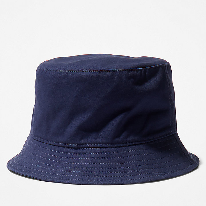 Peached Cotton Canvas Bucket Hat for Men in Navy
