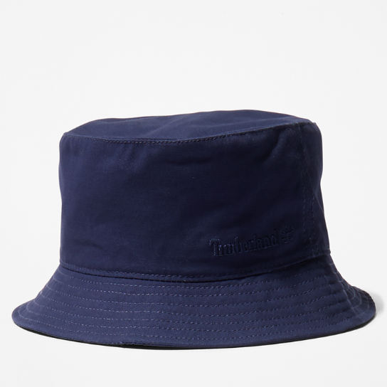 Peached Cotton Canvas Bucket Hat for Men in Navy | Timberland