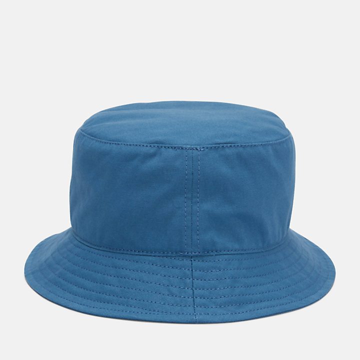 Peached Cotton Canvas Bucket Hat for Men in Blue-