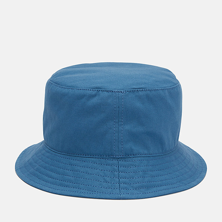 Peached Cotton Canvas Bucket Hat for Men in Blue