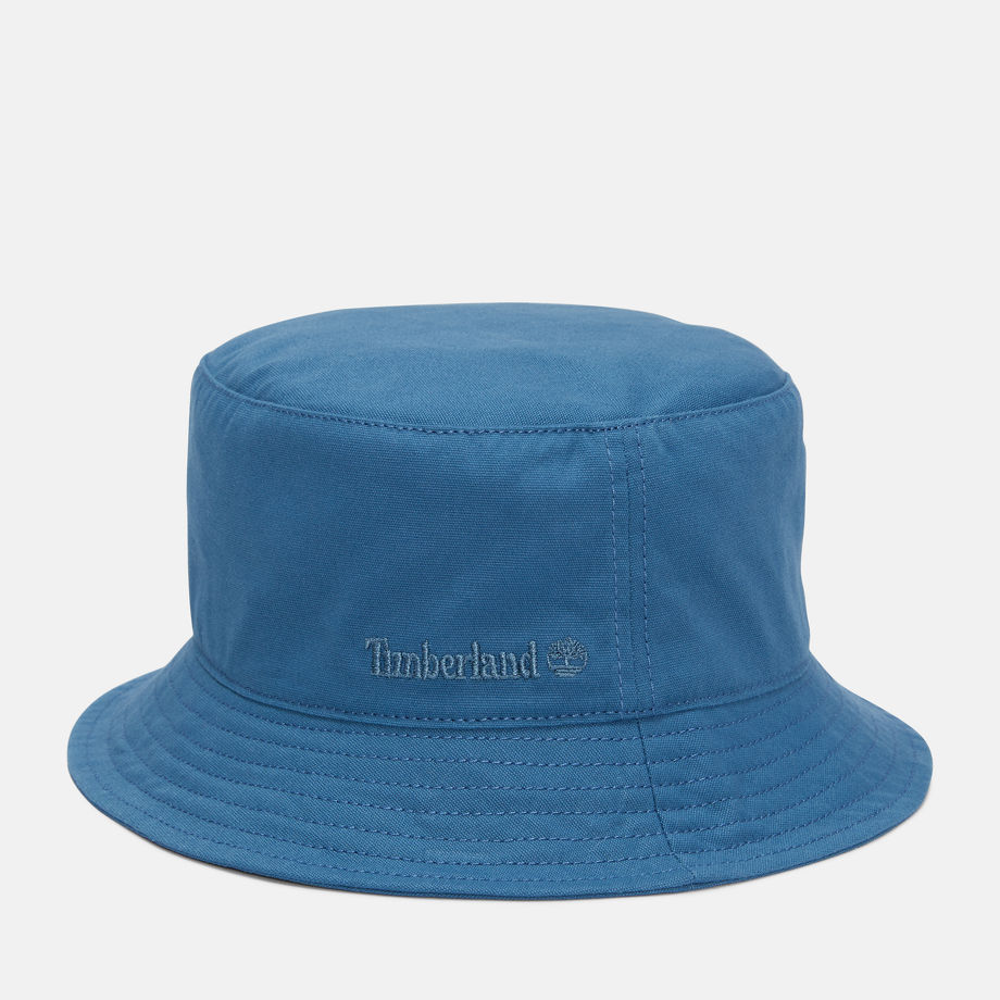 Timberland Peached Cotton Canvas Bucket Hat For Men In Blue Blue, Size SM