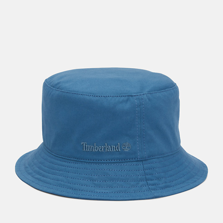 Peached Cotton Canvas Bucket Hat for Men in Blue-