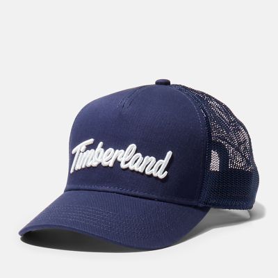 Timberland 3d Embroidery Trucker Hat For Men In Navy Navy, Size ONE