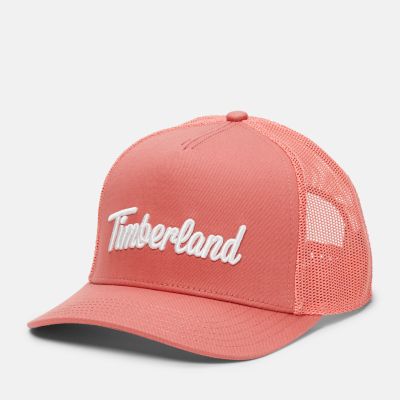 Timberland 3d Embroidery Trucker Hat For Men In Orange Orange, Size ONE