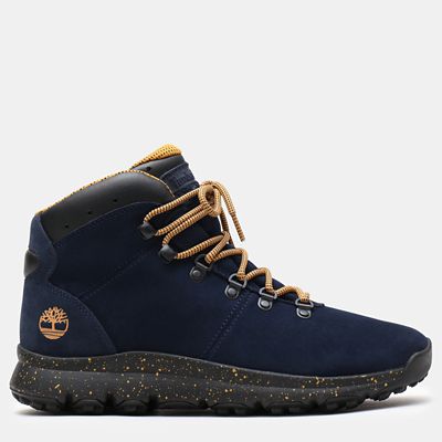 World Hiker Leather Hiking Boot for Men in Navy Suede | Timberland