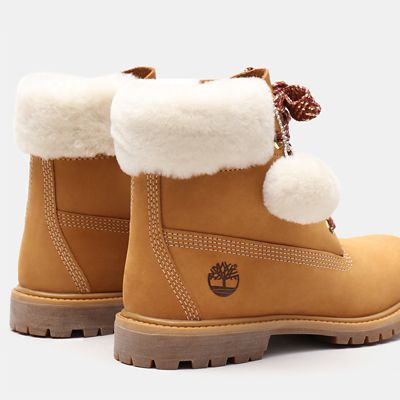 6 inch shearling boot for women in yellow