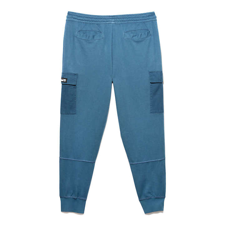 Garment-Dyed Cargo Sweatpants for Men in Blue-