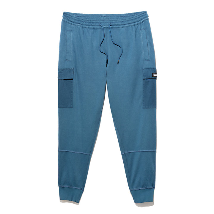 Pantalon de survêtement cargo teint en pièce pour homme en bleu-