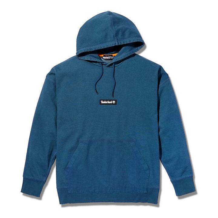 Garment-Dyed Logo Hoodie for Men in Blue-