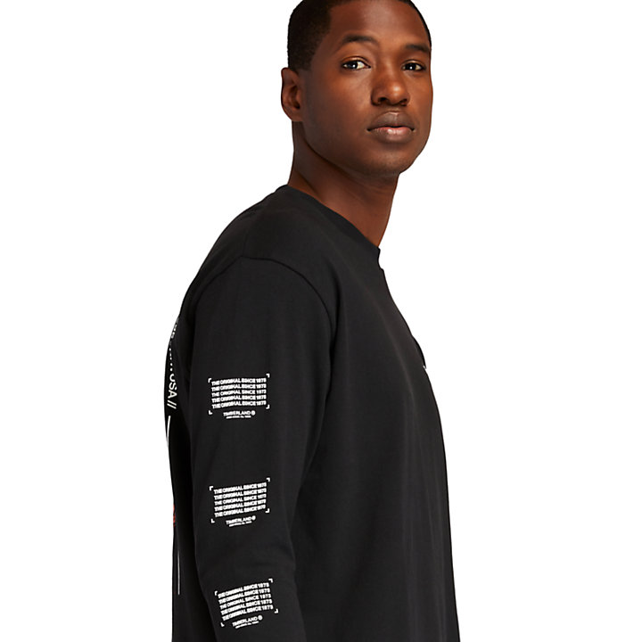 Back-Graphic LS T-Shirt for Men in Black-