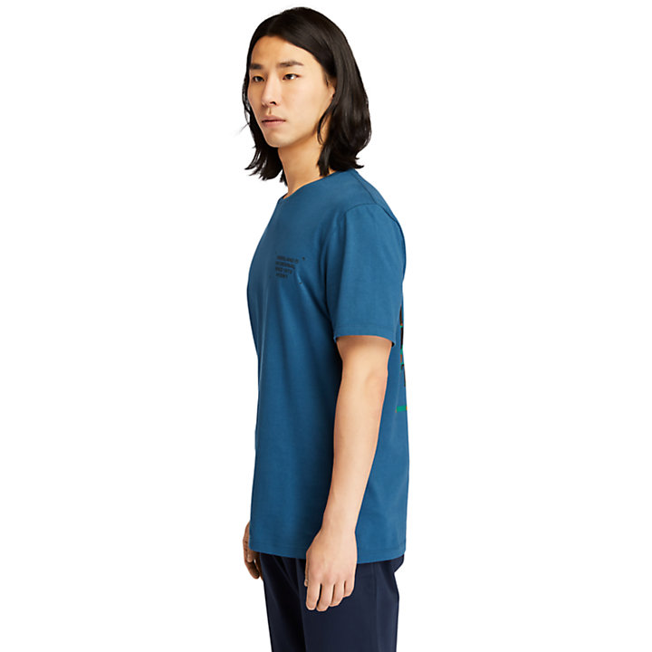 T-shirt met logo in camouflageprint voor heren in blauw-