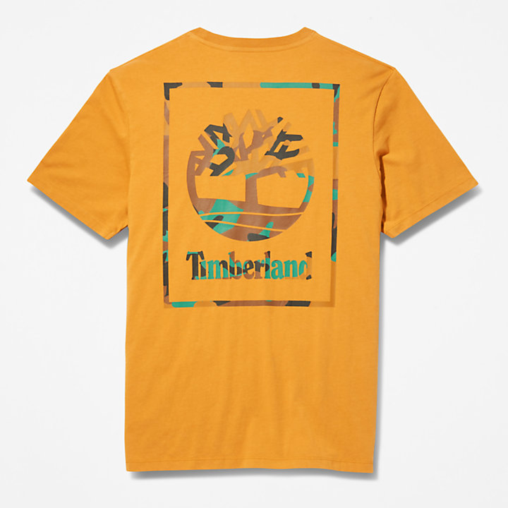 T-Shirt mit Tarnmuster und Logo für Herren in Dunkelgelb-