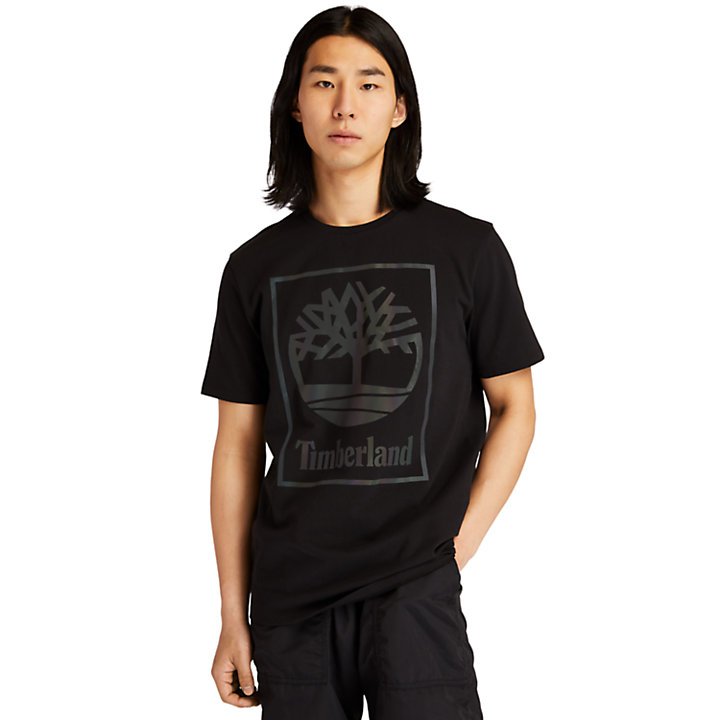 T-shirt à motif logo arbre pour homme en noir-