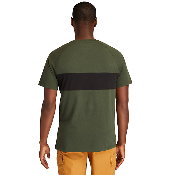 Cut-and-sew T-Shirt for Men in Dark Green-