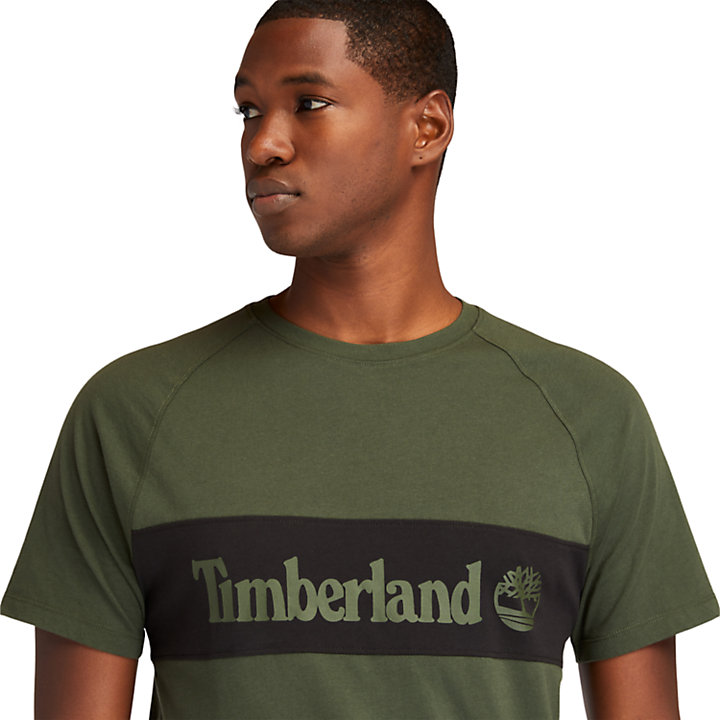 Cut-and-sew T-Shirt for Men in Dark Green-