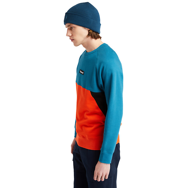 Cut-and-Sew Sweatshirt for Men in Teal-