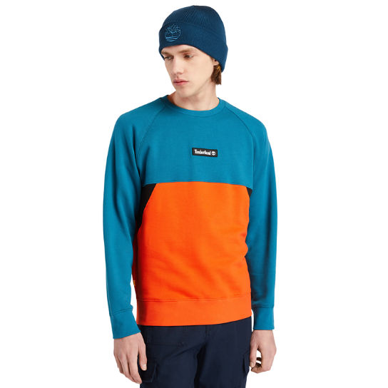 Cut-and-Sew Sweatshirt for Men in Teal | Timberland