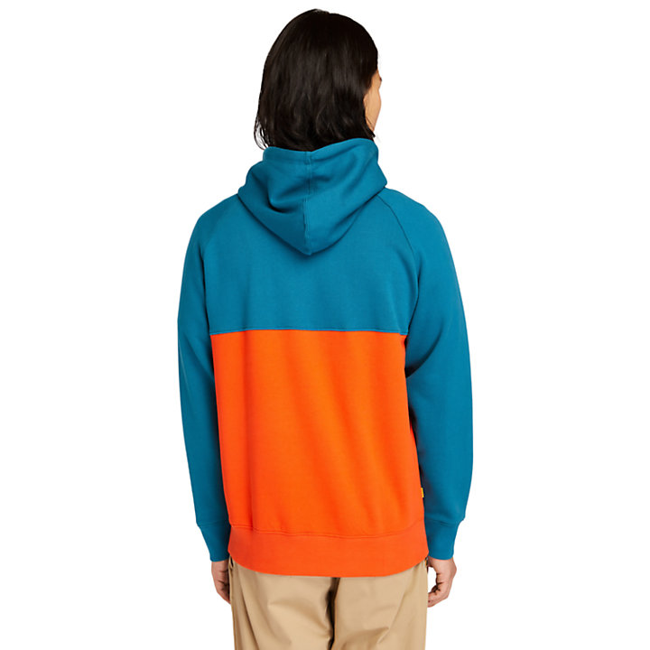 Cut-and-Sew Hoodie for Men in Teal-