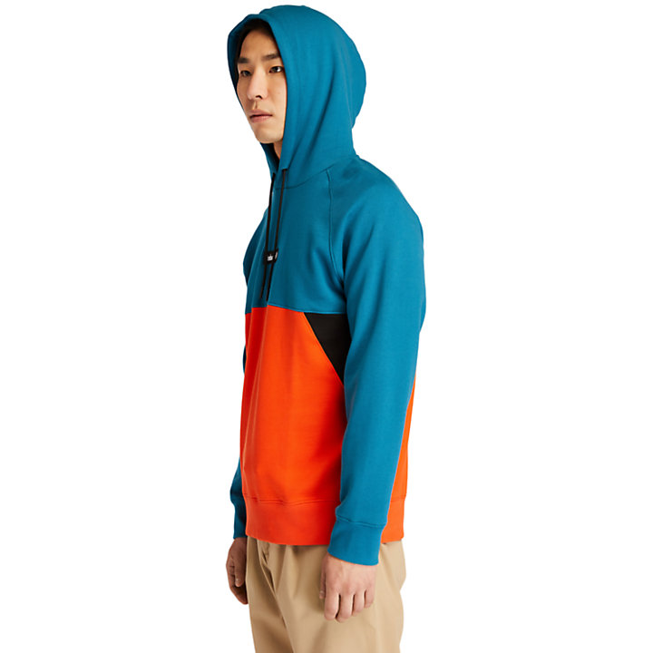 Cut-and-Sew Hoodie for Men in Teal-