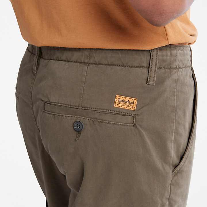 Pantalon cargo en sergé GD Core pour homme en vert foncé-