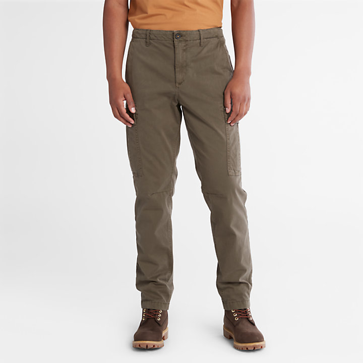 Pantalon cargo en sergé GD Core pour homme en vert foncé-