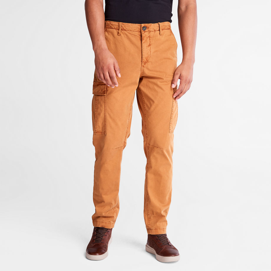 Timberland Gd Core Twill Cargo Trousers For Men In Orange Yellow, Size 40 x 32