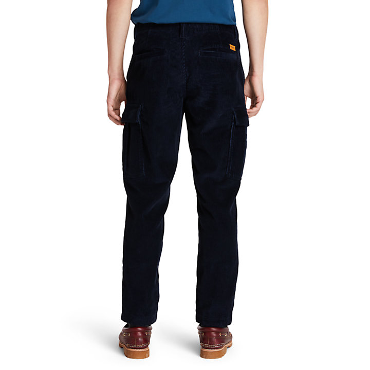 Pantalon cargo en velours côtelé pour homme en bleu marine-
