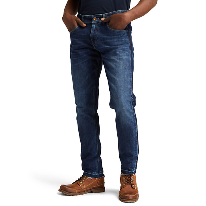 Tapered-leg Comfort Jeans for Men in Dark Blue-
