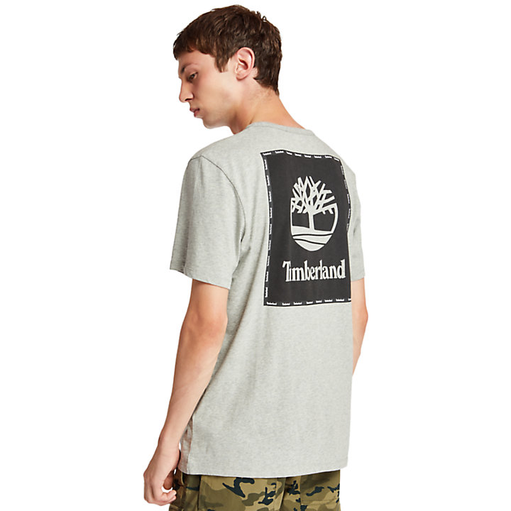 T-Shirt mit rechteckiger Grafik für Herren in Grau-