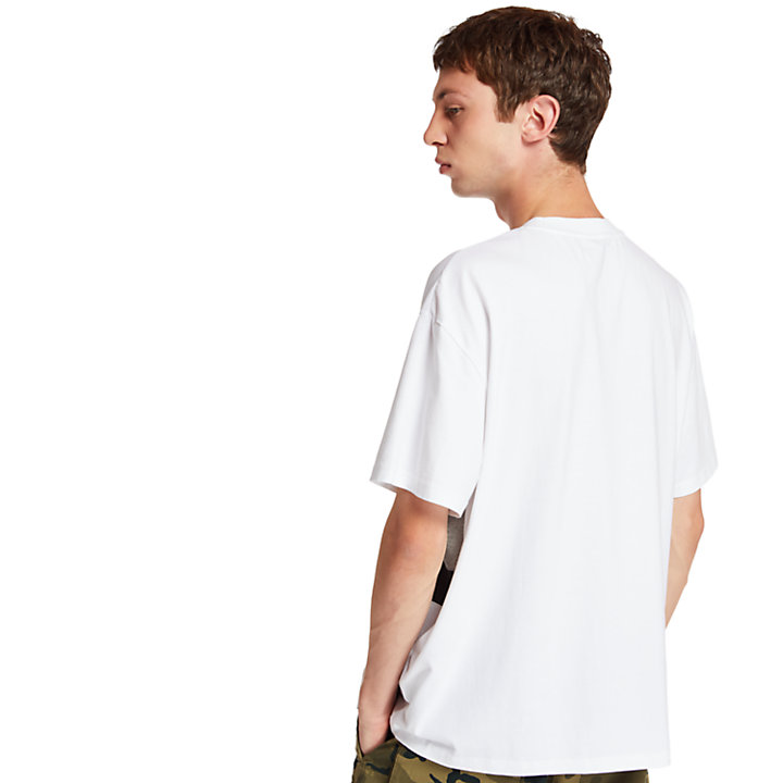 T-shirt à logo Color Block pour homme en blanc/gris-