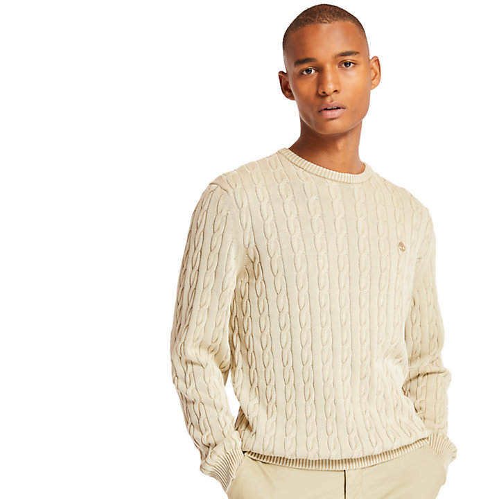 Manhan River Cable Sweater for Men in Beige | Timberland