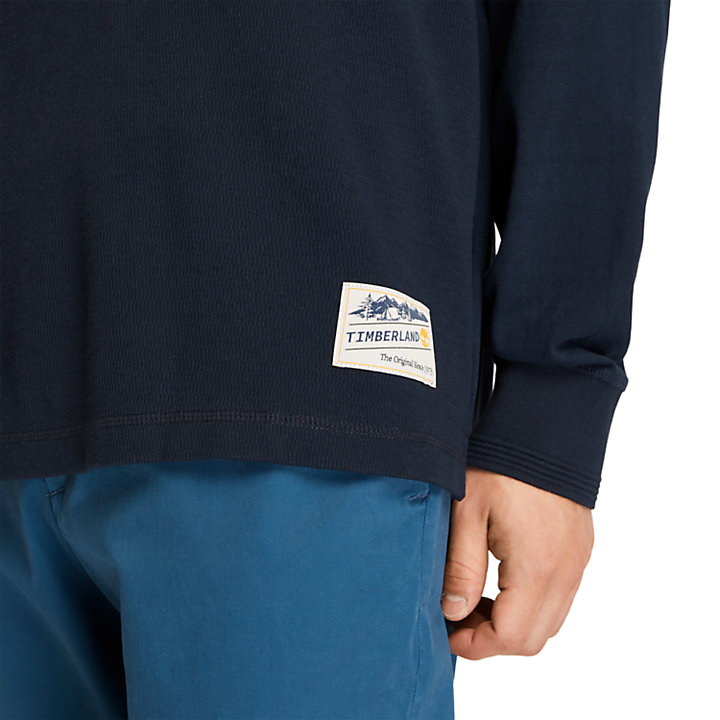 Pullover aus Materialmix mit Polokragen für Herren in Navyblau-