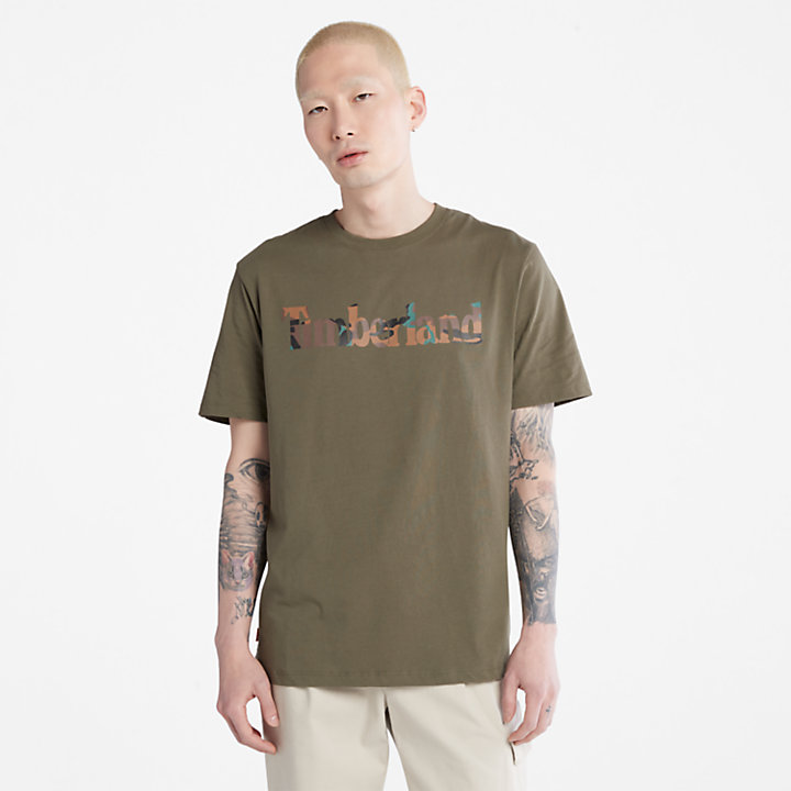Outdoor Heritage Camo-Logo T-Shirt for Men in Dark Green-