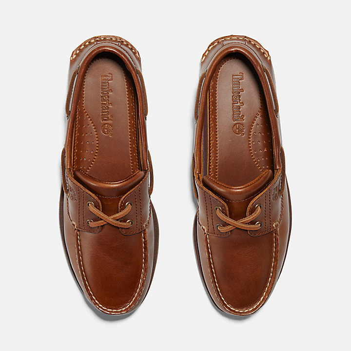 Chaussures bateau classique en cuir pour homme en marron