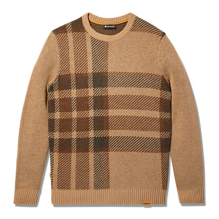 EK+ Intarsia Crewneck Sweater for Men in Brown-
