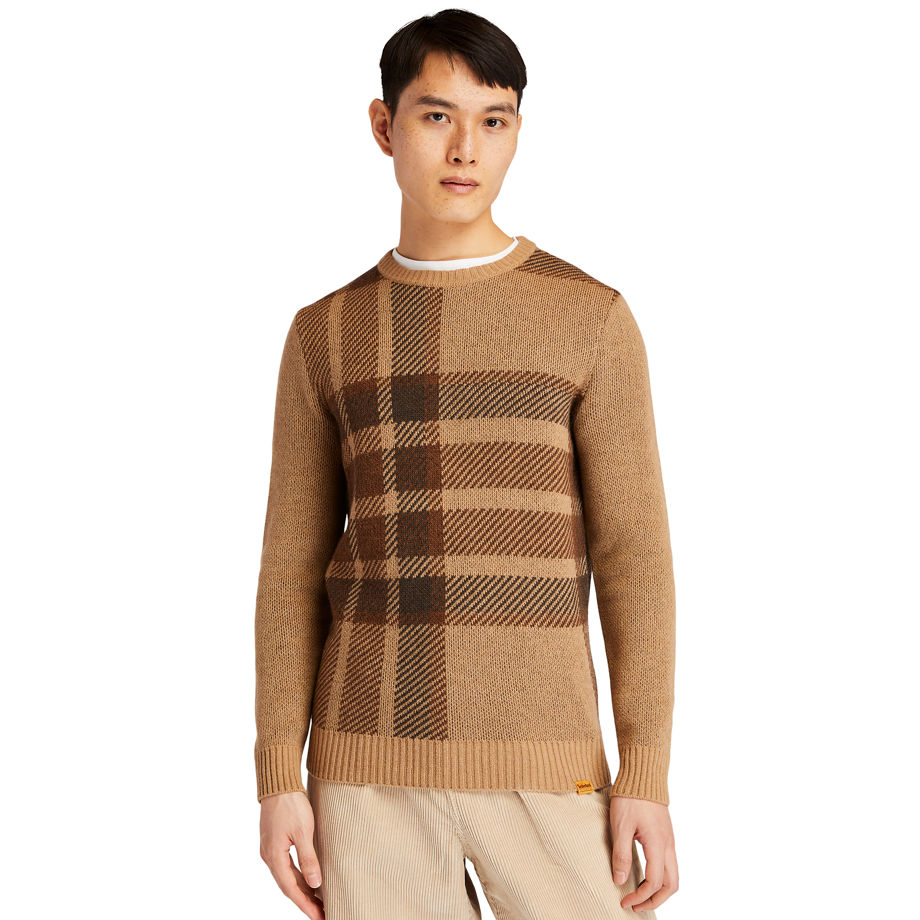 Timberland Ek+ Intarsia Crewneck Sweater For Men In Brown Brown, Size XXL