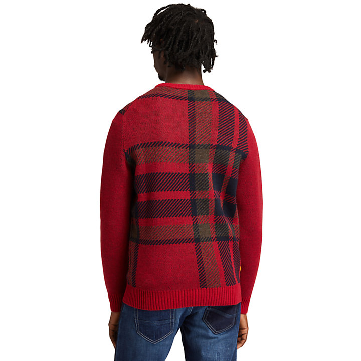 EK+ Intarsia Crewneck Sweater for Men in Red-