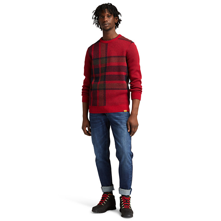 EK+ Intarsia Crewneck Sweater for Men in Red-