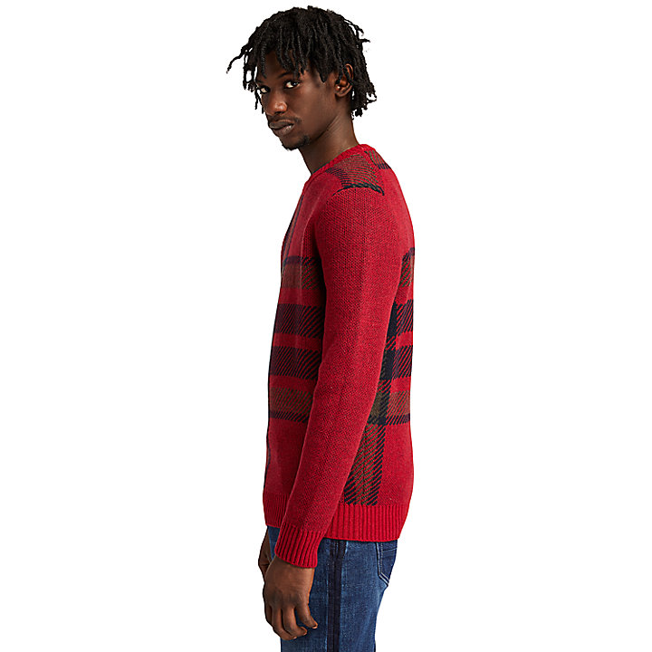 EK+ Intarsia Crewneck Sweater for Men in Red