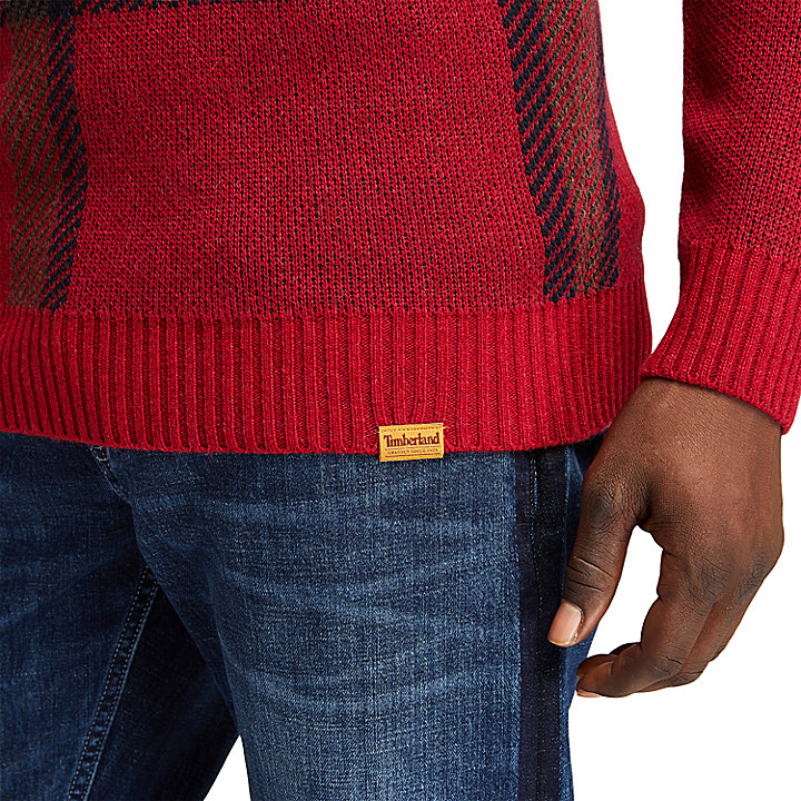 EK+ Intarsia Crewneck Sweater for Men in Red