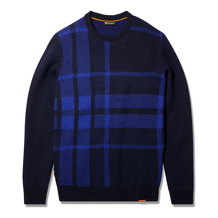 EK+ Intarsia Crewneck Sweater for Men in Blue-