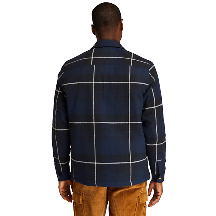 Insulated Buffalo Shirt Jacket for Men in Navy-