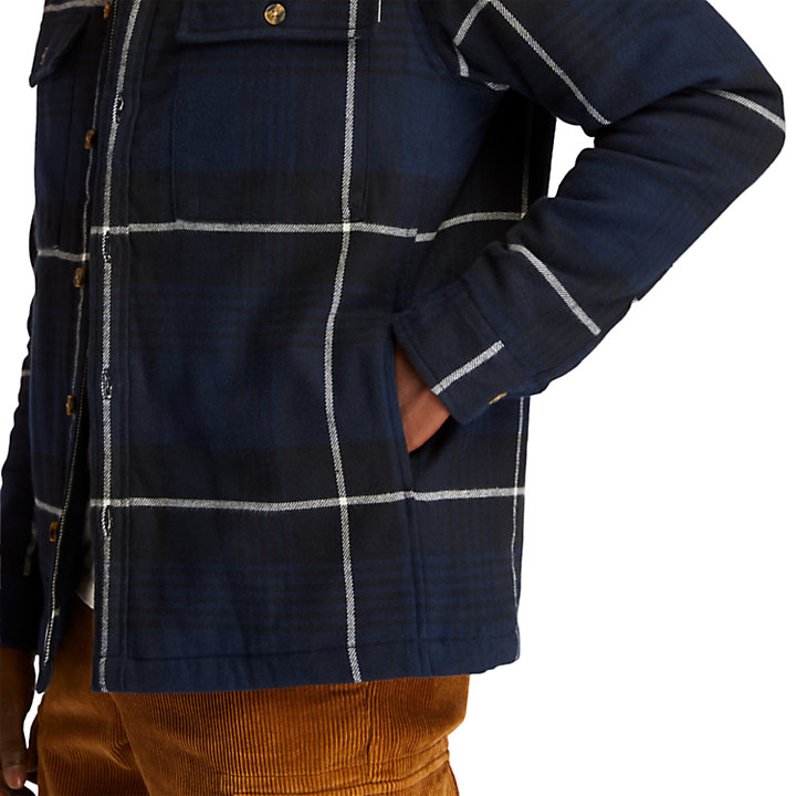 Insulated Buffalo Shirt Jacket for Men in Navy-