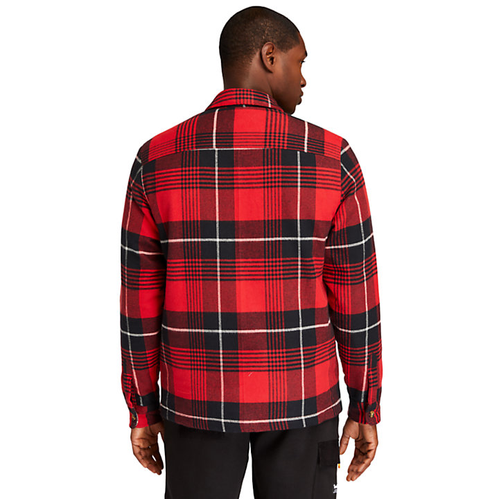 Insulated Buffalo Shirt Jacket for Men in Red-