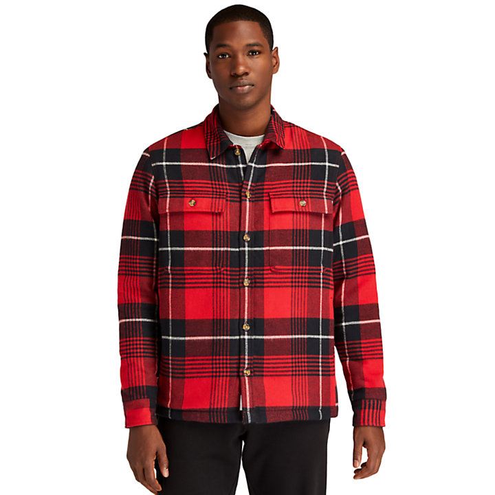 Insulated Buffalo Shirt Jacket for Men in Red-
