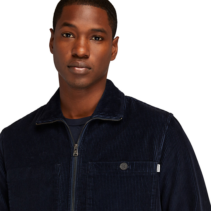 Cord-Hemdjacke mit Reißverschluss für Herren in Navyblau-