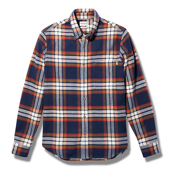 Heavy Flannel Check Shirt for Men in Navy-