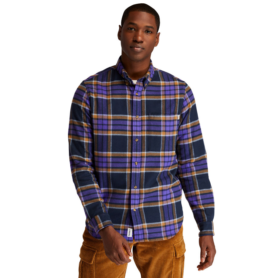 Timberland Heavy Flannel Check Shirt For Men In Dark Blue Dark Blue, Size XXL