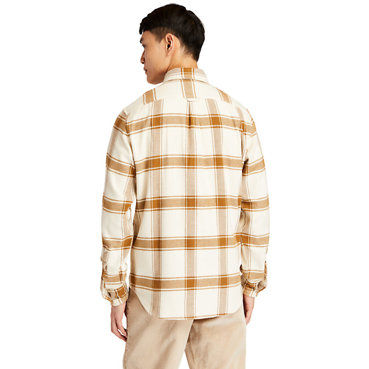 Heavy Flannel Checked Shirt for Men in Beige-