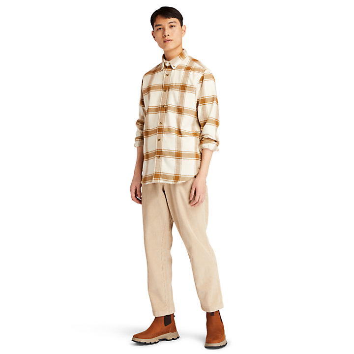 Heavy Flannel Checked Shirt for Men in Beige-